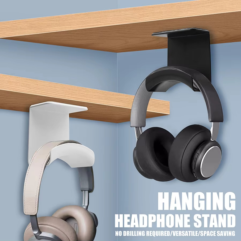 Headphone Stand Desk - Universele hoofdtelefoonstandaard, zelfklevende kunststof wandhouder, onder