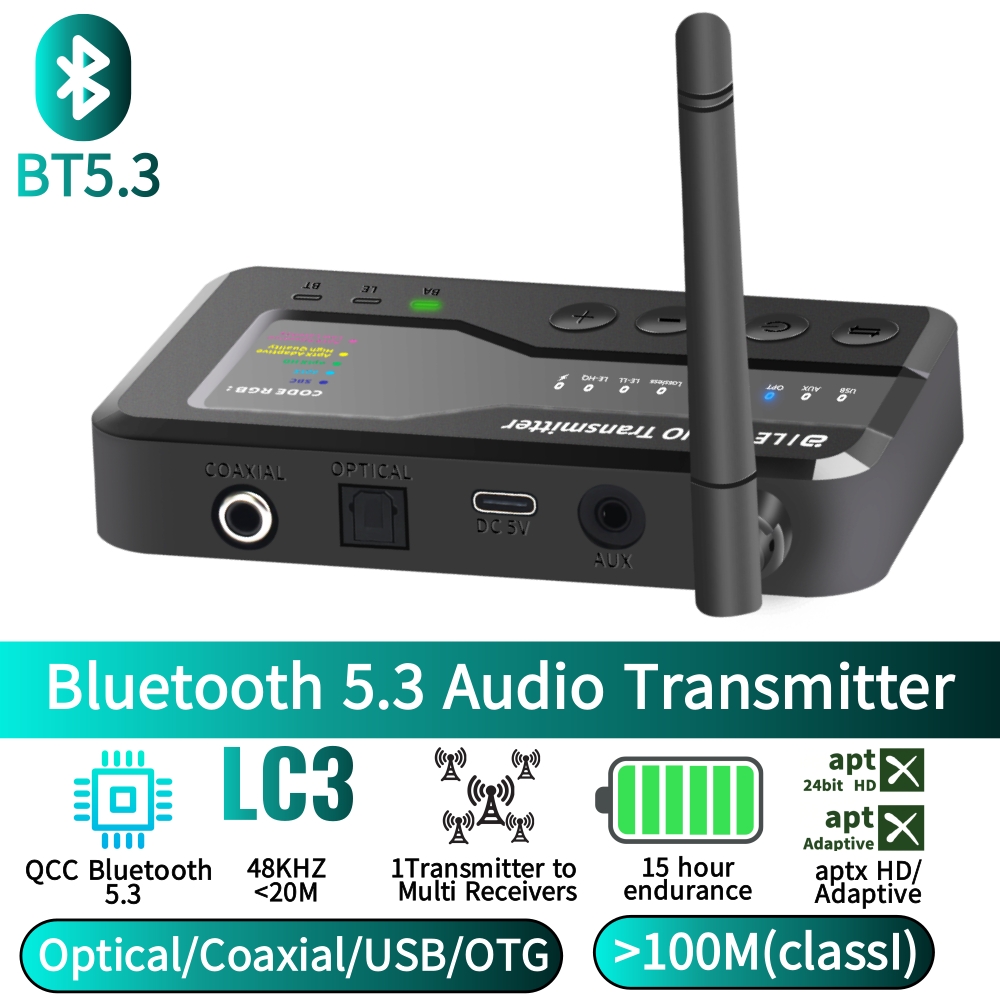 Bluetooth Adapter Receiver - Bluetooth 5.3 audiozender, 80M afstand, AptX