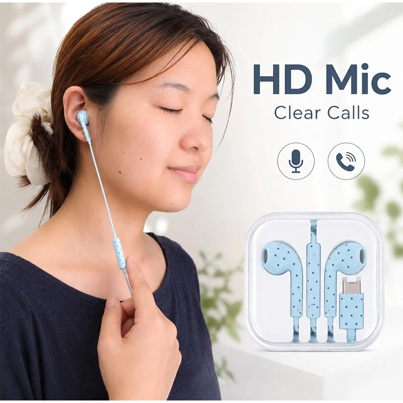 Type C Oordopjes met Polka Dot - Usb C Earphone recensie en prijs